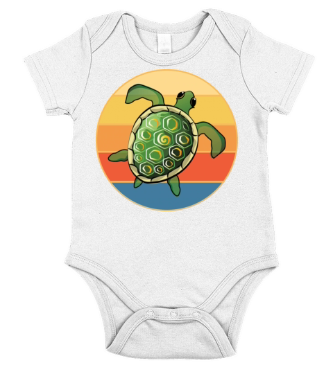 Cute Turtle Vintage Retro Sunset Marine Animal Short Sleeve Baby One-Piece