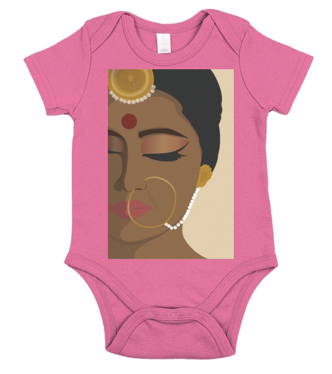 Desi South Asian Indian Female Artwork Print Short Sleeve Baby One-Piece