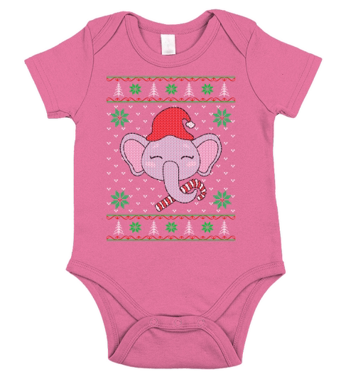 Elephant ugly Christmas sweater Short Sleeve Baby One-Piece