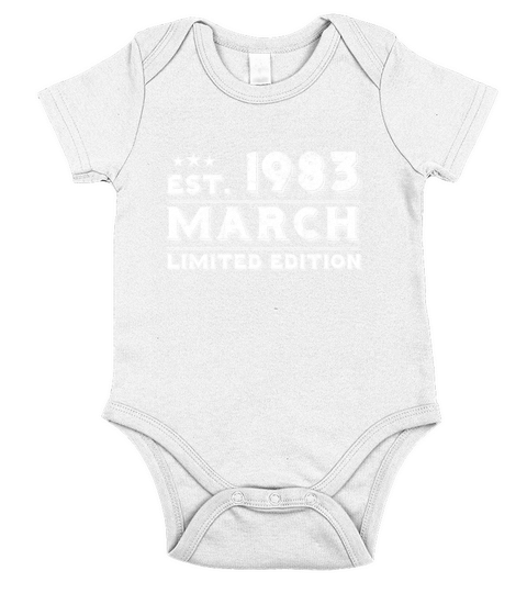 Est March 1983 - Birthday Present - Vintage Short Sleeve Baby One-Piece