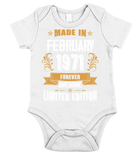 February 1971 Vintage Birthday Present Short Sleeve Baby One-Piece
