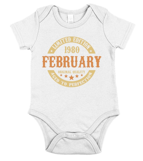 February 1980 Vintage Birthday Present Short Sleeve Baby One-Piece