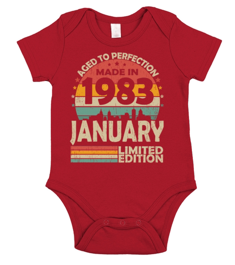 January 1983 Vintage Birthday Retro Short Sleeve Baby One-Piece
