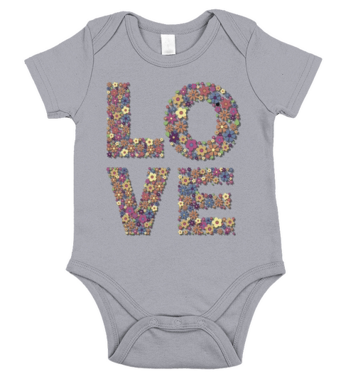 Love colorful retro groovy floral letters typogra Short Sleeve Baby One-Piece