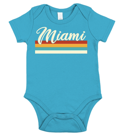 Miami - Florida - Retro - Vintage - United States Short Sleeve Baby One-Piece