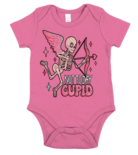 Not Today Cupid Anti Valentines Day Short Sleeve Baby One-Piece