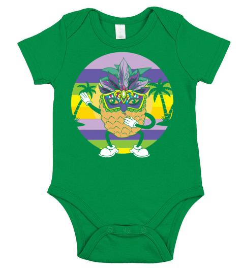 Pineapple Mardi Gras New Orleans Louisiana Short Sleeve Baby One-Piece