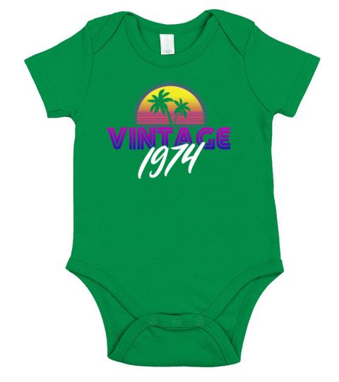 Retrowave Vintage 1974 Birthday Gift Idea Short Sleeve Baby One-Piece