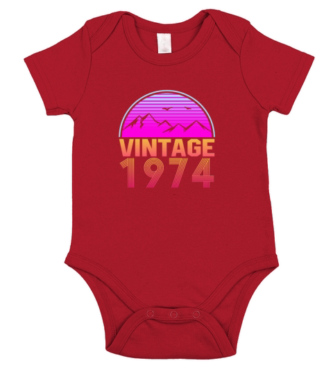 Retrowave Vintage 1974 Birthday Gift Idea Short Sleeve Baby One-Piece