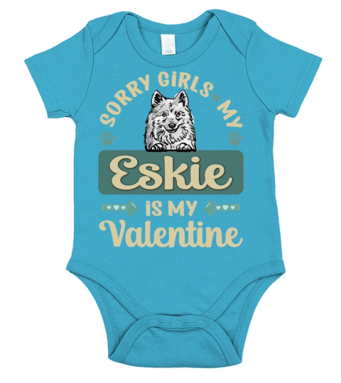 Sorry Girls My Eskie Is My Valentine Short Sleeve Baby One-Piece