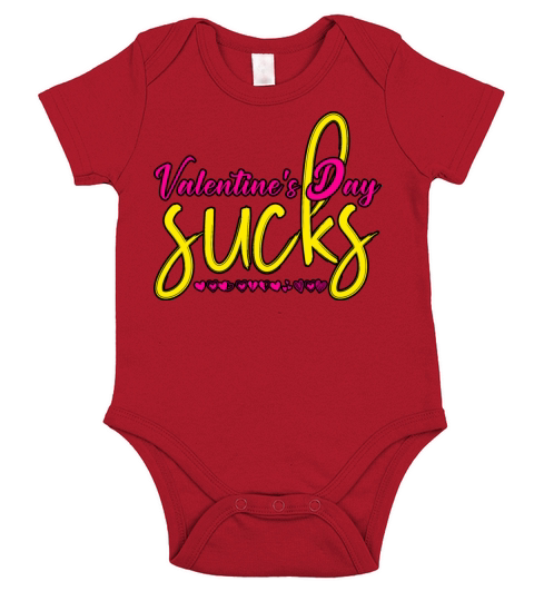 Valentines Day Sucks Typography Short Sleeve Baby One-Piece