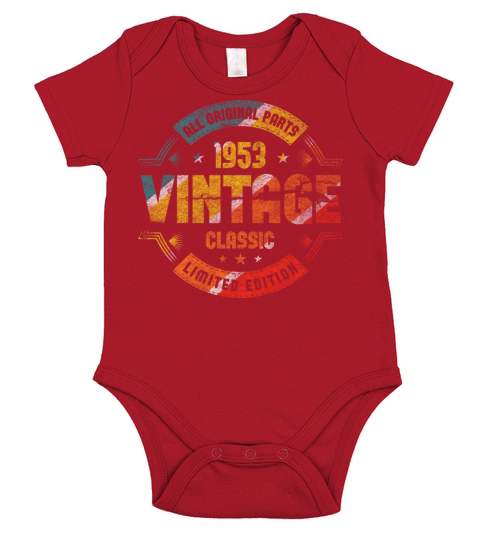 Vintage 70 Birthday Decorations Men 70th BDay 1953 Short Sleeve Baby One-Piece