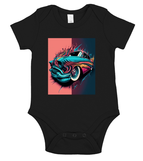 Vintage Sports Car Lovers Retro Pop Art Sports Car Short Sleeve Baby One-Piece