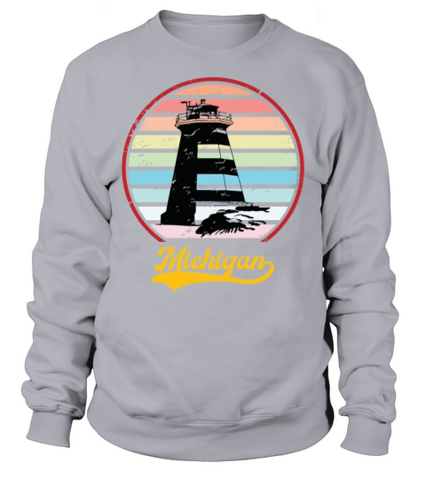 Retro Michigan Vintage Lighthouse MI State Pride Sweatshirt Unisex