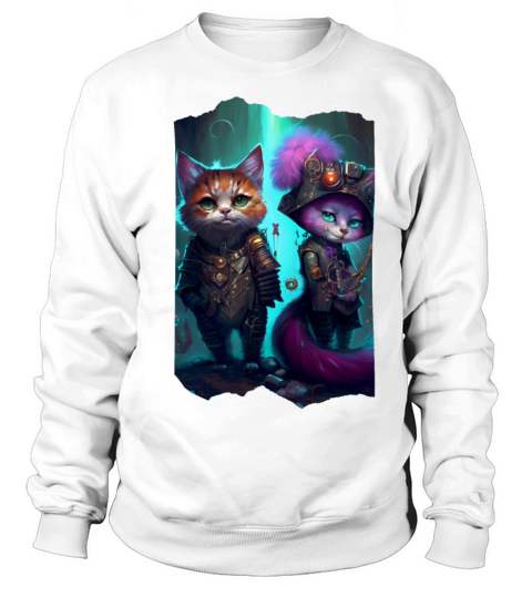 Scifi Steampunk Adventurer Cats Sweatshirt Unisex