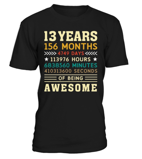 13 Years 156 Months 4749 Days Birthday Gift T-Shirt Unisex