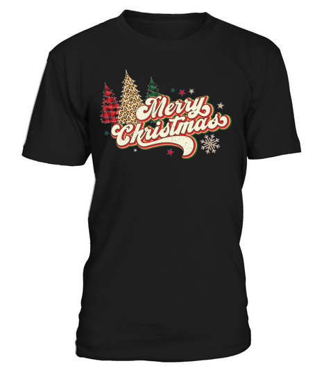 red buffalo plaid trees with retro merry christmas T-Shirt Unisex