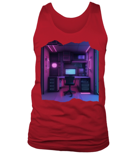 Neon Gamer Room Isometric Print - Pop Colors Tank Top Unisex