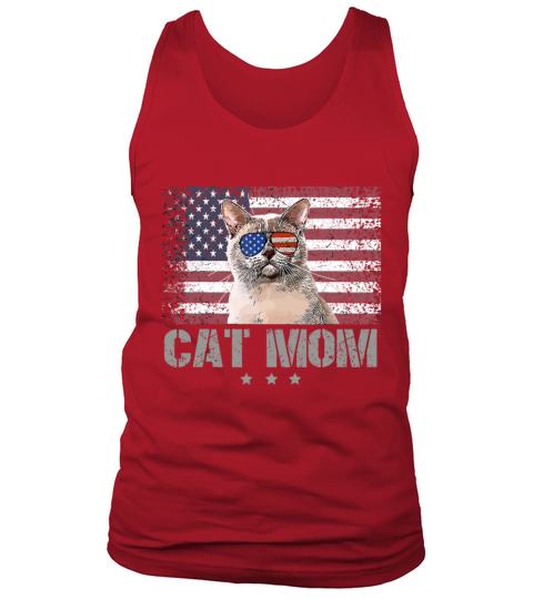 Patriotic Cats Mom With Sunglasses USA American Fl Tank Top Unisex