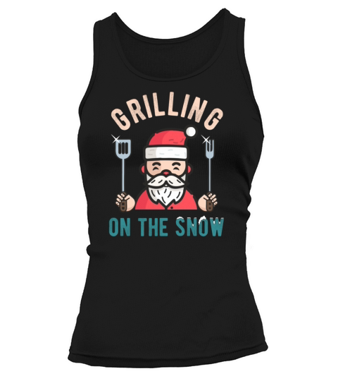 Christmas Grilling On The Snow Vintage Santa and B Tank top Woman