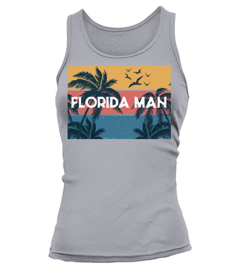 Florida Man Meme Vintage Palm Trees and Sunset Ret Tank top Woman