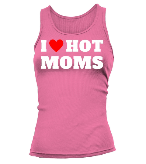 I Love Hot Moms Funny Red Heart Vintage Design Tank top Woman