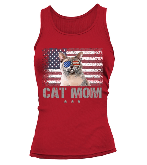 Patriotic Cats Mom With Sunglasses USA American Fl Tank top Woman