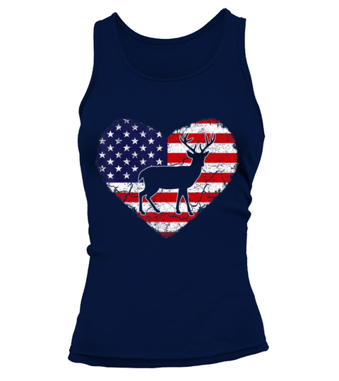 Vintage Deer Animal Lover American Flag Valentine Tank top Woman