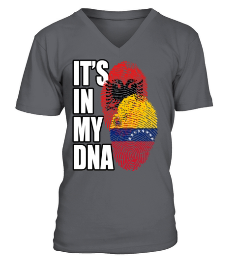 Albanian And Venezuelan Mix Heritage DNA Flag V-Neck T-shirt