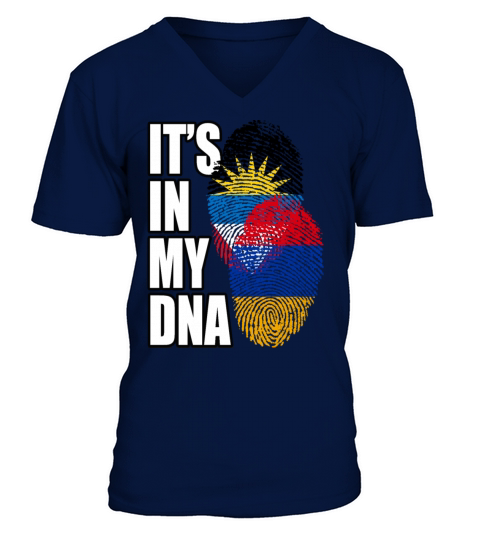 Armenian And Antiguan Mix Heritage DNA Flag V-Neck T-shirt