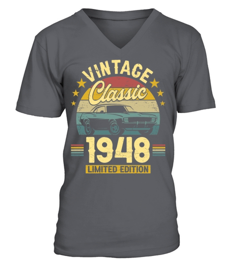Classic 1948 75 Years Old Vintage 75th Birthday V-Neck T-shirt