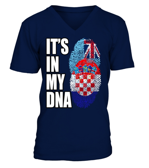 Fijian And Croatian Mix Heritage DNA Flag V-Neck T-shirt