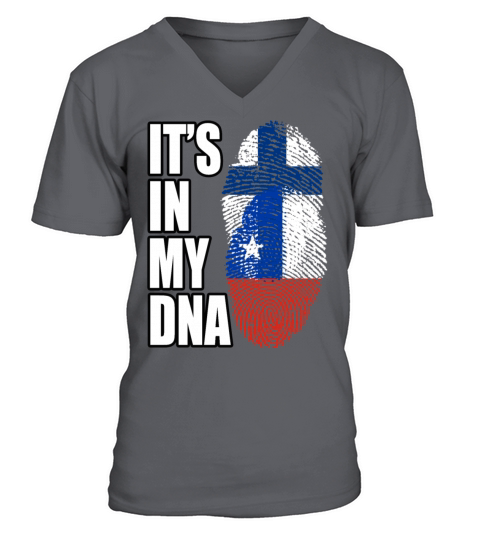 Finland And Chilean Mix Heritage DNA Flag V-Neck T-shirt