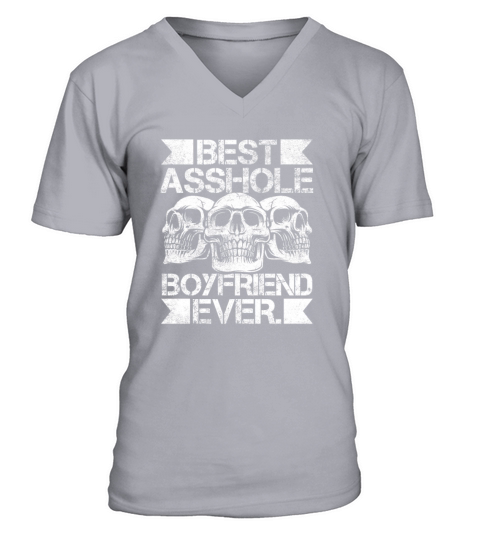 Funny Asshole Boyfriend Couple Love Skull V-Neck T-shirt
