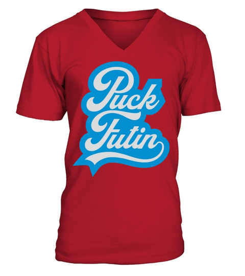 puck futin logo design V-Neck T-shirt
