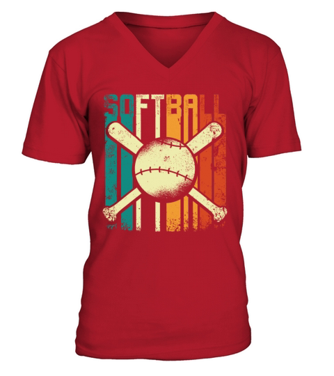 Retro Vintage Softball V-Neck T-shirt