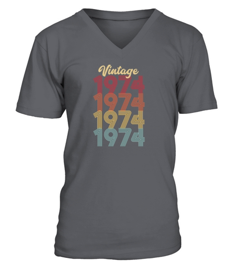 Vintage 1974 Made In 1974 48th Birthday Gift V-Neck T-shirt
