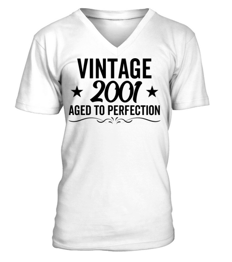 Vintage 2001 Aged To Perfection V-Neck T-shirt