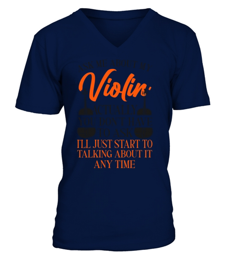 Violin Violinist Vintage Ask Me V-Neck T-shirt