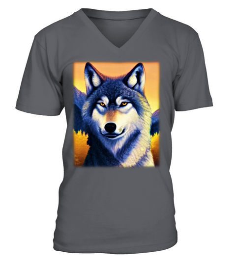Wolf artwork design predator face imprint V-Neck T-shirt
