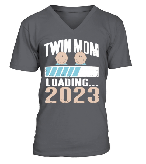 Womens Twin Mama Twin Mom to Be Pregnancy V-Neck T-shirt