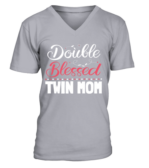 Womens Twin Mama Twin Mom to Be Pregnancy V-Neck T-shirt