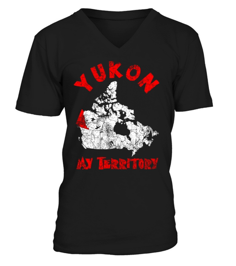 Yukon My Territory Vintage Canada Map V-Neck T-shirt