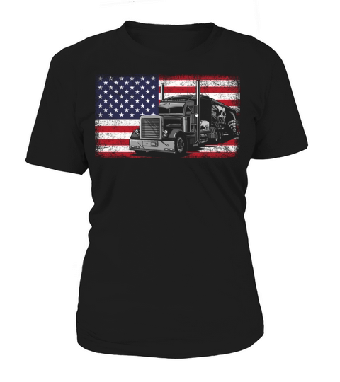 American Flag Truck 4th of July for Trucker Driver Women's T-Shirt