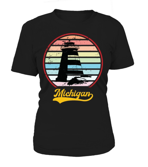 Retro Michigan Vintage Lighthouse MI State Pride Women's T-Shirt