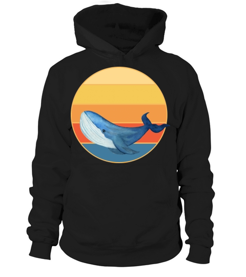 Cute Kawaii Whale Retro Sunset Vintage Ocean Hoodie Unisex