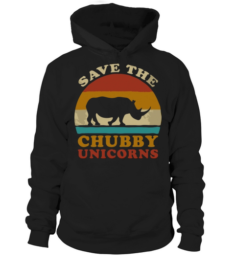 Retro Vintage Sunset Save The Chubby Unicorns Fat Hoodie Unisex
