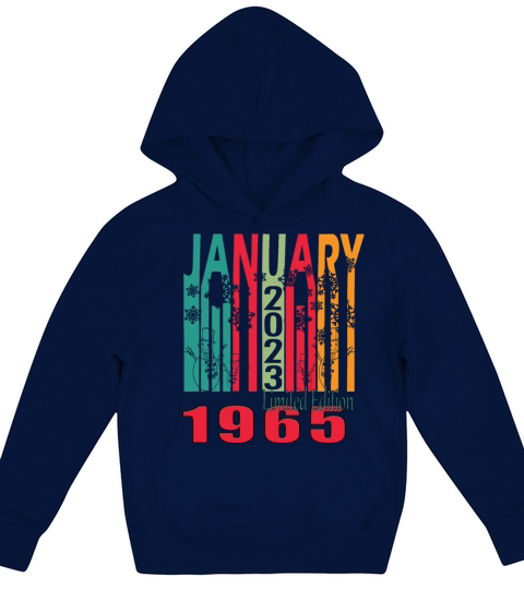 1965 January vintage birthday Kids Hoodie