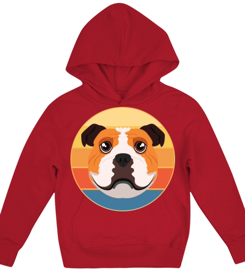 Bulldog Dog Breed Vintage Retro Sunset Kids Hoodie