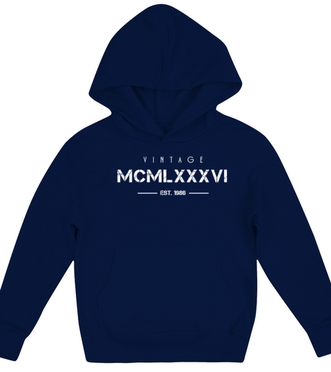 Vintage Born In 1986 Roman Numerals 36th Kids Hoodie